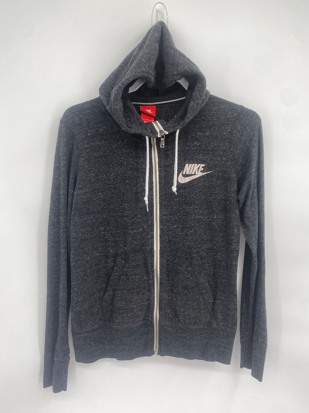 Nike Sportswear Gym Vintage Jersey Knit Hoodie in Blackened Heather Full Zip M